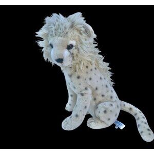 Hansa Plush Cheetah Cub Spotted Pattern 12" Stuffed Animal Toy  Faux Fur Mane